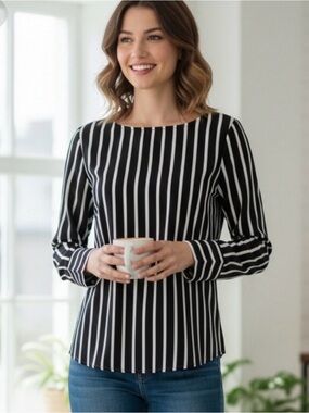 NWT Express Black and White Striped Blouse
